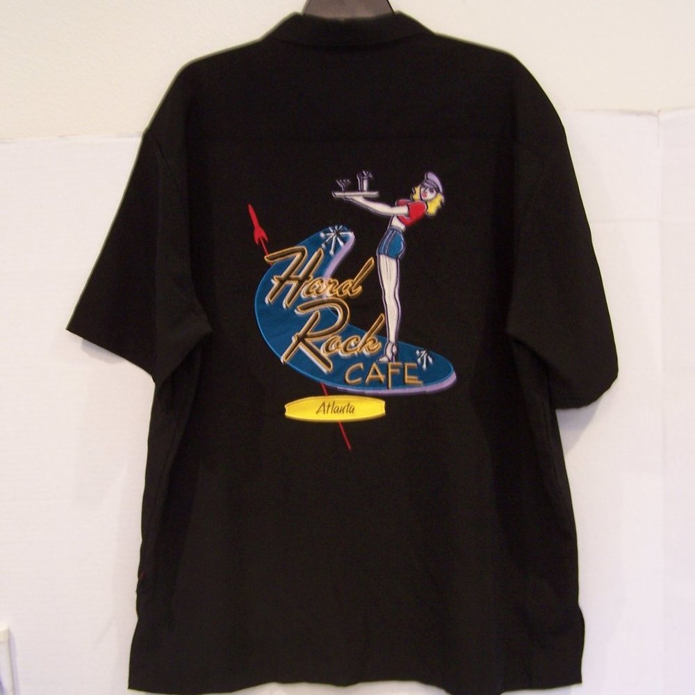 VTG HARD ROCK CAFE ATLANTA CAMP SHIRT S5062 - Picture 9 of 13
